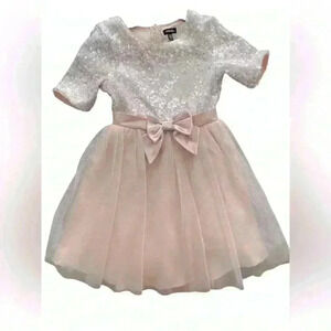 Nordstrom Zunie Girl's Blush Sequin Tulle Butterfly Flare and Fanciful Dress